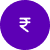 White Indian Rupee symbol on a vibrant purple circular background.