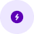 White lightning bolt icon on a dark purple circle, within a larger light purple circle.
